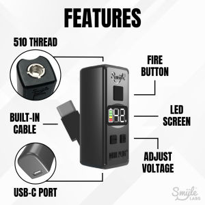 Mini Plug 510 Cart Battery with Built-in USB-C Cable, Adjustable Voltage, LED Display – view 5