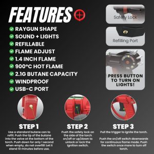 Refillable Raygun Mini Kitchen Torch With Lights + Sound – view 2